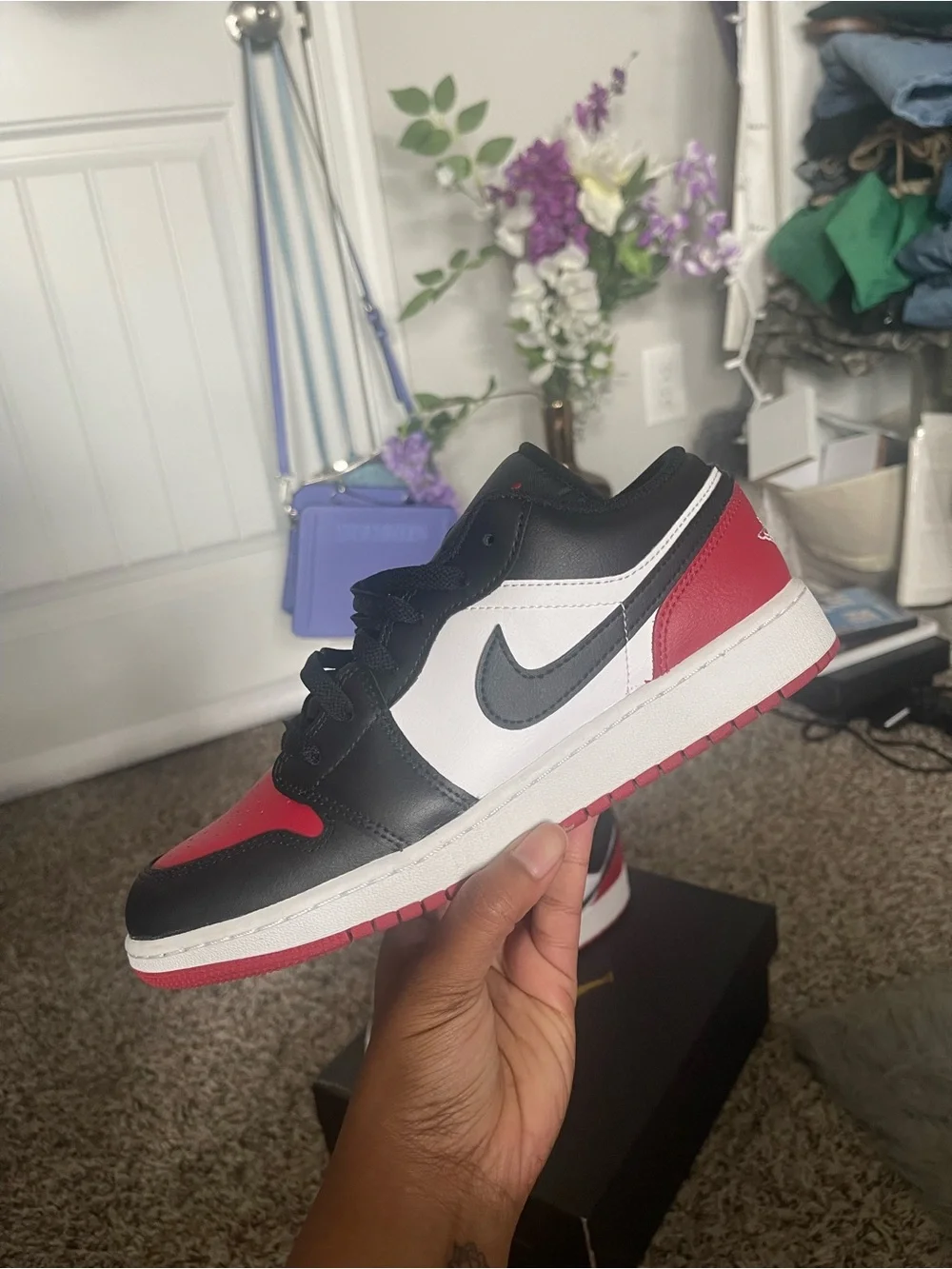 Nike Air Jordan 1 Low GS Black/White/Red Big Kids